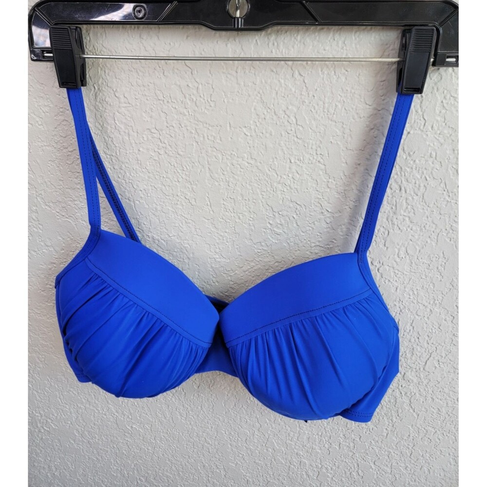 La Blanca Bikini Top 38D Blue Underwire Molded Cup Swim Top NWT Adjustable Strap